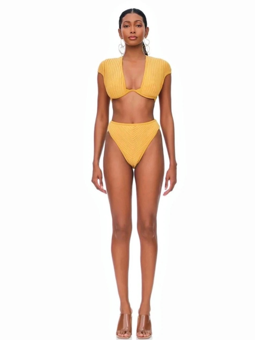 Andrea Iyamah Pura Pleated Bikini Set in Yellow